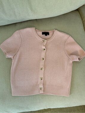 Zara Short Pink Knit Button-Front Sweater Cardigan